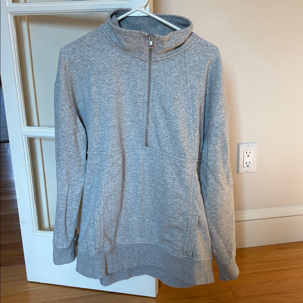 Evereve Heather Gray Women's Quarter-Zip Sweatshirt